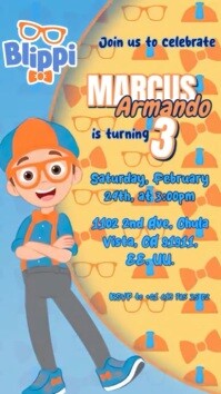 สีส้ม Children's Birthday Invitation งานแสดงผลงานแบบดิจิทัล Template