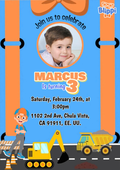 Blippi invitation A4 template