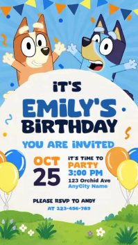 Blluey Birthday Party Instagram Story Video template