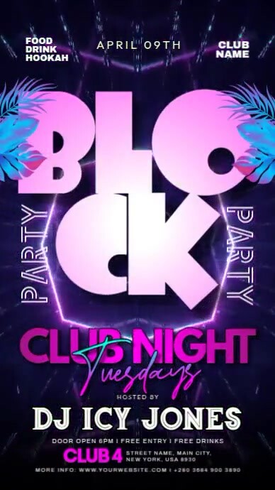 Block Club Events Block Club Night Tuesdays Template | PosterMyWall