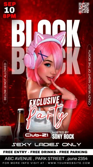 Block exclusive night club party História do Instagram template