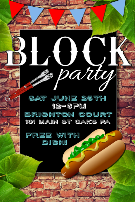 Block Party Signage Black Block Party Posters Template | PosterMyWall