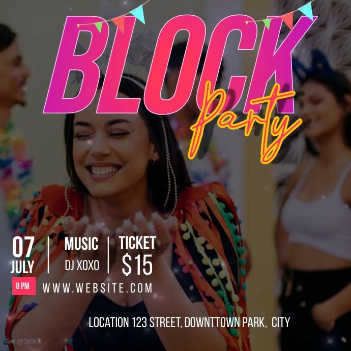 Block Party Text Block party invitation Template | PosterMyWall