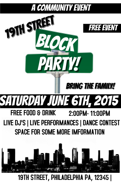 Block Party Text White Block Party Posters Template | PosterMyWall