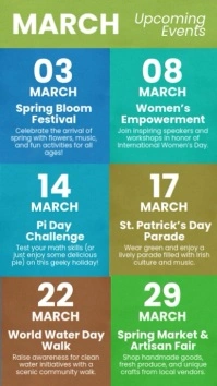Blocks March Upcoming Events Schedule Calendar Instagram Reel template