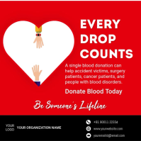 Красный Blood Donation Сообщение Instagram Template