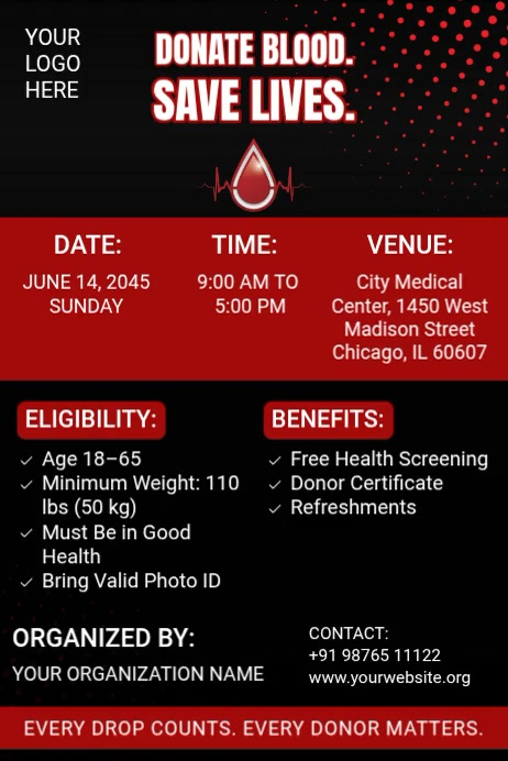 Blood Donation Campaign Posters Template | PosterMyWall