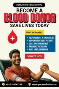 Blood Donation Campaign Póster template