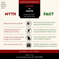 Blood Donation Myths vs Facts Awareness Social Media Post Template Сообщение Instagram