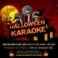 Blood Red Halloween Karaoke Invitation Square (1:1) template