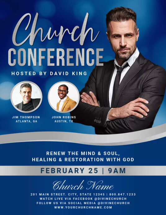 Copy of Blue Bokeh Men's Church Conference Flyer | PosterMyWall