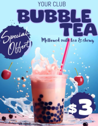 Blu Divertente Bubble Tea Promotion Volantino Video Ulotka (US Letter) template