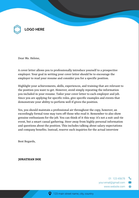 Blue, Corporate letterhead template A4