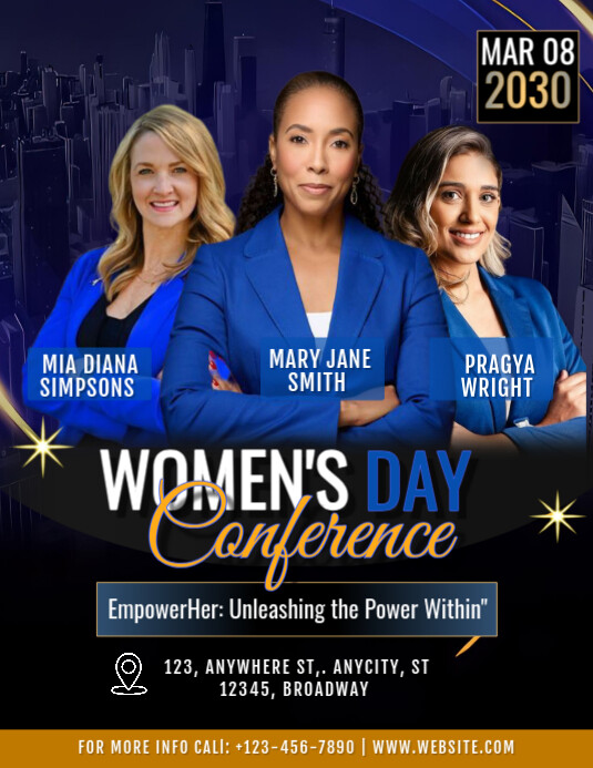 Copy of Blue & black Maximalist Women's Day Conference Flyer (us Letter ...