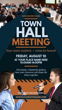 Blue & Brown Professional Town Hall Meeting  Instagram Story template