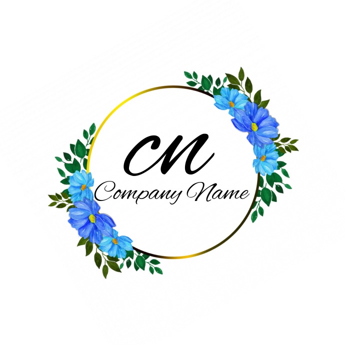 Blue & Gold Flower Logo Logótipo template