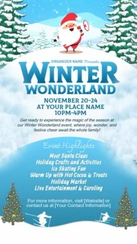 Blue & White Joyful Winter Wonderland Instagram Reel template