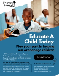 Blue & White Kids Orphanage Fundraising Flyer ใบปลิว (US Letter) template