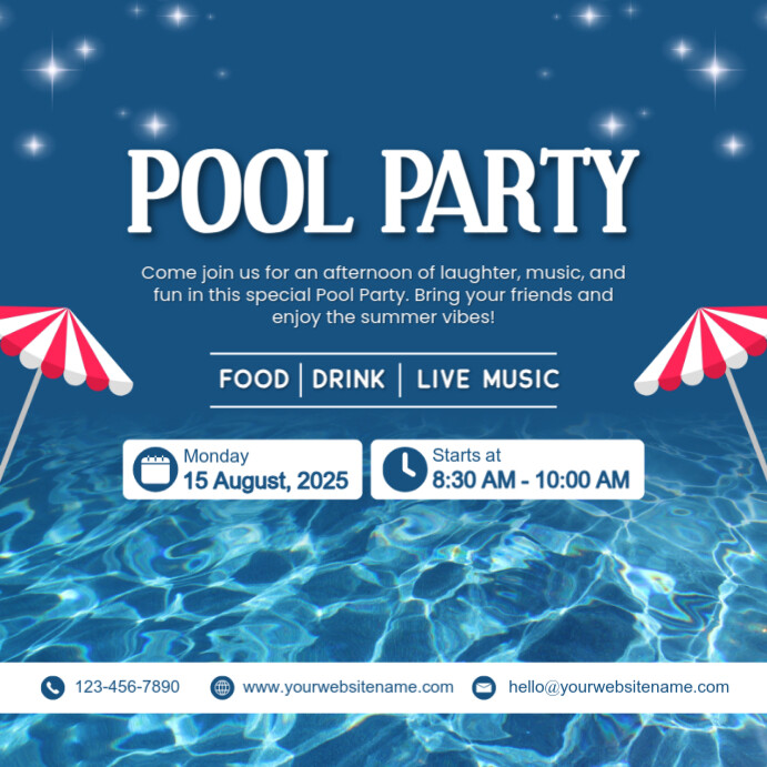 Blue & White Pool Party Instagram Post template