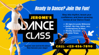 Blue & Yellow Professional Dance Class  Twitter or X Post template