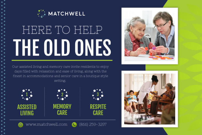 Blue & Green Landscape Assisted Living Poster Plakat template