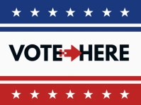 Blue & Red Modern & Minimal Vote Here Yard Sign template