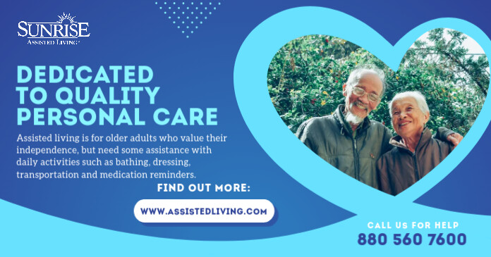 Blue & White Assisted Living Facebook Image Obraz udostępniany na Facebooku template
