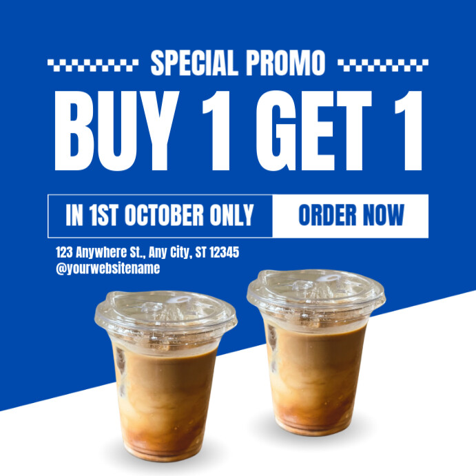 Blue & White Buy 1 Get 1 Instagram Post template