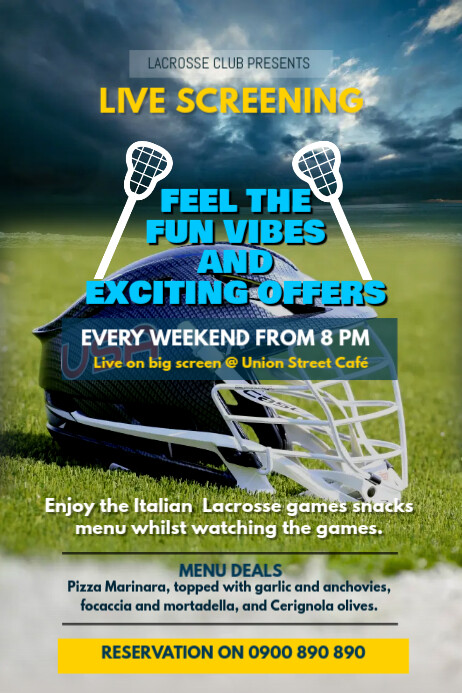 Blue & Yellow Lacrosse Screening Poster Template