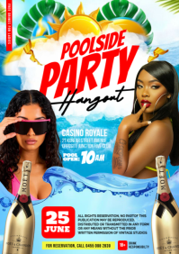 Blue 3d 3d Maximalist Pool Party Event Flyer Poster Instagram Story A4 template