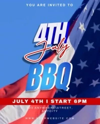 Blue 3d 4th July Bbq Instagram Portrait template
