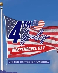 Blue 3d 4th Of July Instagram Portrait template