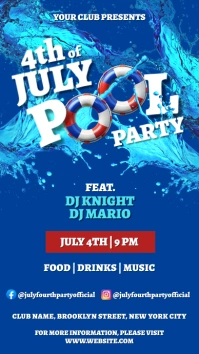 Blue 3d 4th Of July Pool Party Instagram Stor Instagram-Story template