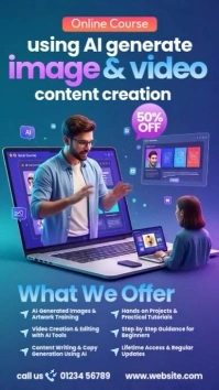 Blue 3d Ai Online Course Instagram Story template