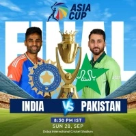 Blue 3d Asia Cup Final Match Instagram Post template
