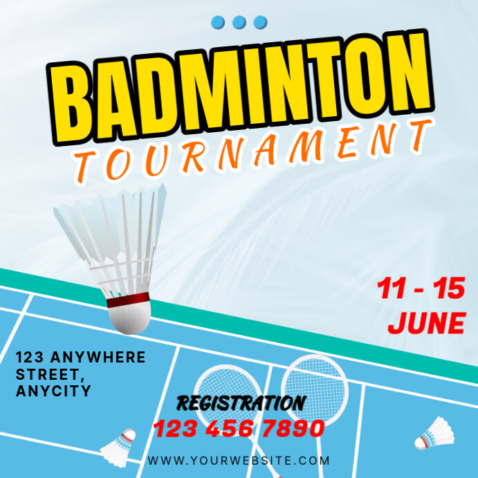Blue 3d Badminton Tournament Pos Instagram Template | PosterMyWall