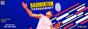 Blue 3d Badminton Tournament Tajuk Twitter template