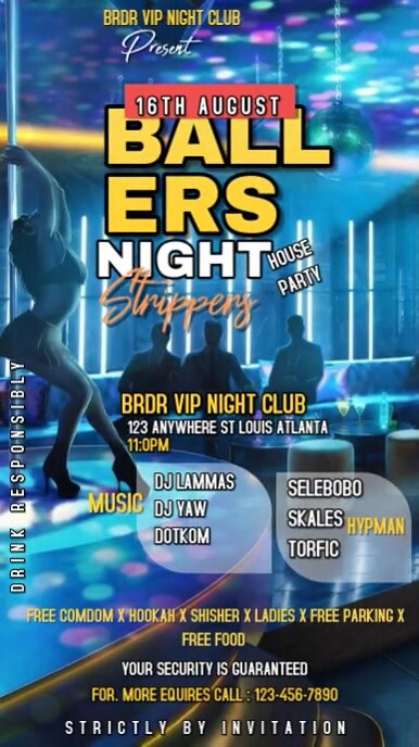Blue 3d Ballers Night With Strippers Flyer Design Instagram Reel ...