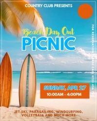 Blue 3d Beach Picnic Instagram Portrait template