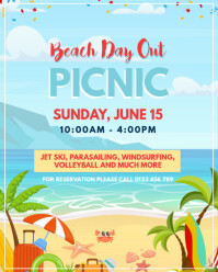 Blue 3d Beach Picnic Instagram Portrait template