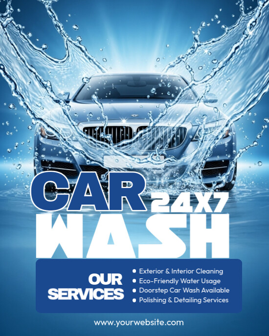 Blue 3d Car Wash Instagram Portrait template