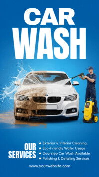 Blue 3d Car Wash Instagram Story template
