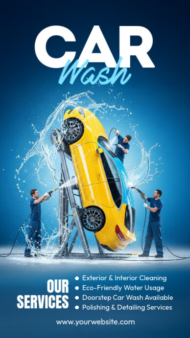 Blue 3d Car Wash Service Instagram Story template