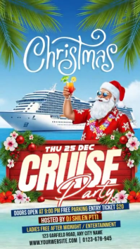 Blue 3d Christmas Cruise Party Instagram Story template