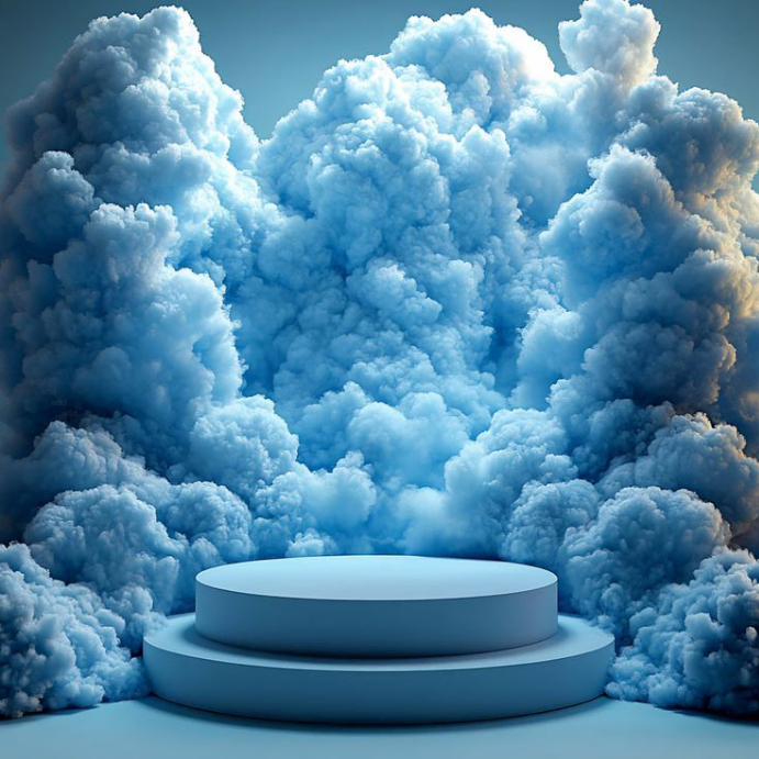 Blue 3d Cloud Stage Display Background  Instagram Post template