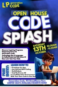 Blue  3d Coding Splash  Poster Plakat template