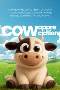 Blue 3d Cow Appreciation Day Poster template