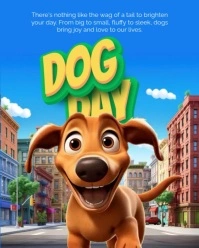Blue 3d Dog Day Instagram Portrait template