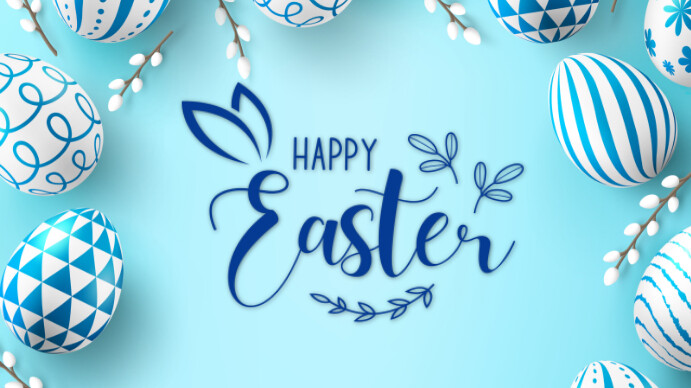 Blue 3d Easter  Digital Display (16:9) template