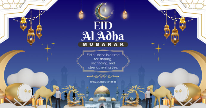 Blue 3d Eid Al Adha Sampul Acara Facebook template